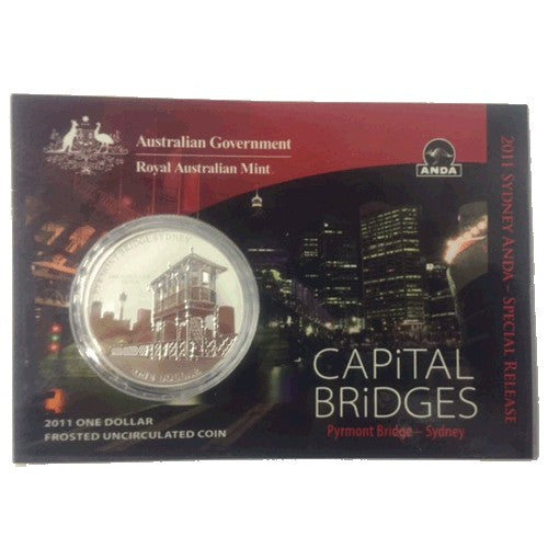 2011 $1 ANDA Capital Bridges - Pyrmont Bridge Sydney 1oz Frosted Uncirculated Coin