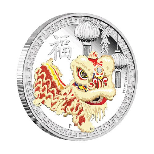 2015 $1 Chinese Lion Dance 1oz Silver Proof Coin