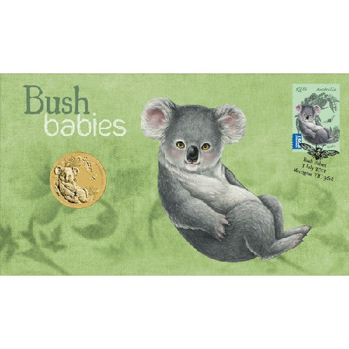 2011 50c Bush Babies Koala Coin & Stamp Cover PNC