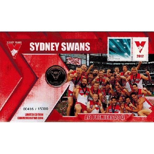 2012 $1 AFL Premiers Sydney Swans Coin & Stamp Cover PNC