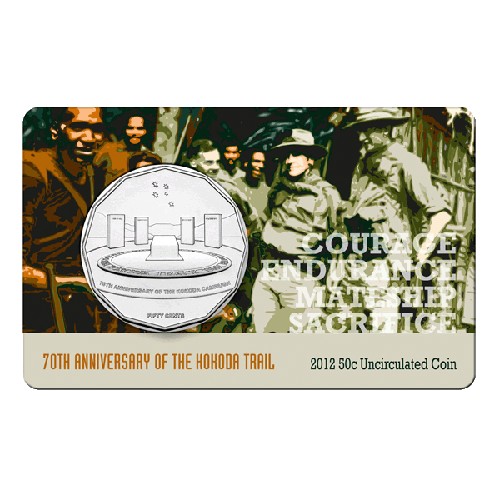 2012 50c 70th Anniversary of the Kokoda Trail Unc Coin in Card