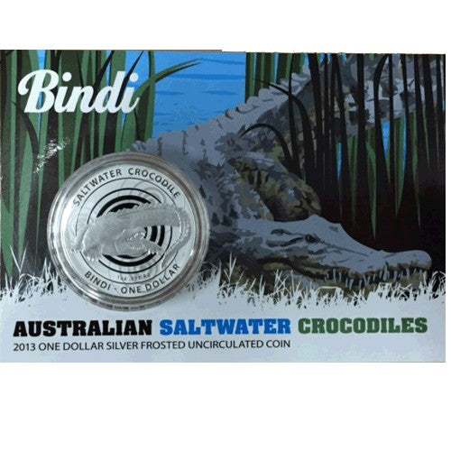 2013 $1 Bindi - Australian Saltwater Crococdiles 1oz Frosted Coin in Card 