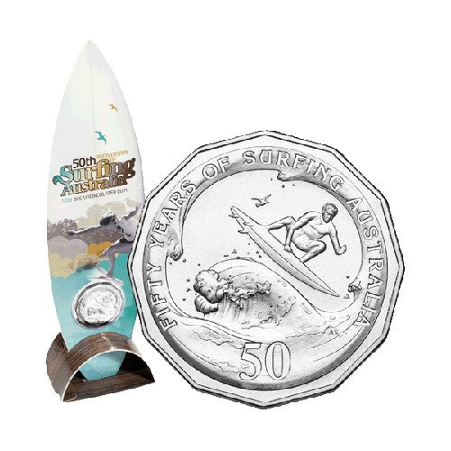 2013 50c 50th Anniversary of Surfing in Australia Unc Coin in Card